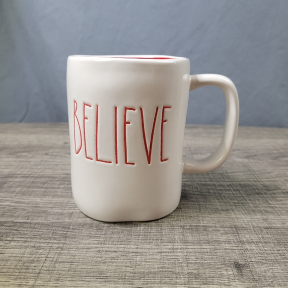 Rae Dunn Other - Rae Dunn Artisan Collection Ceramic Farmhouse White & Red Believe Christmas Mug